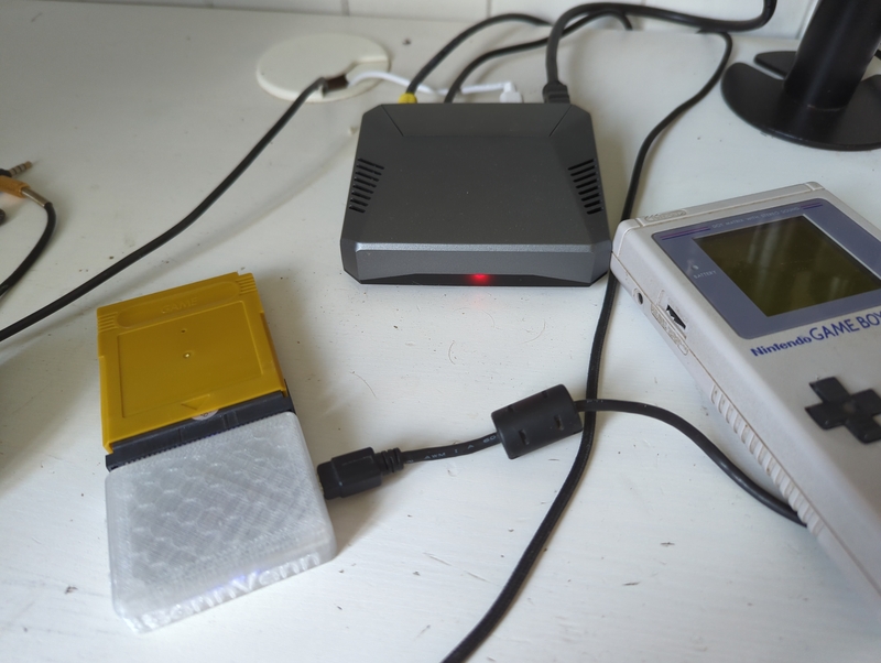 Game Boy cartridge flasher connected to a Raspberry Pi