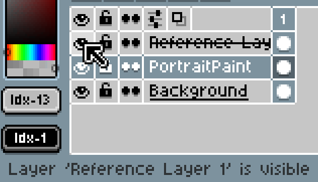 Visibility widget in Aseprite