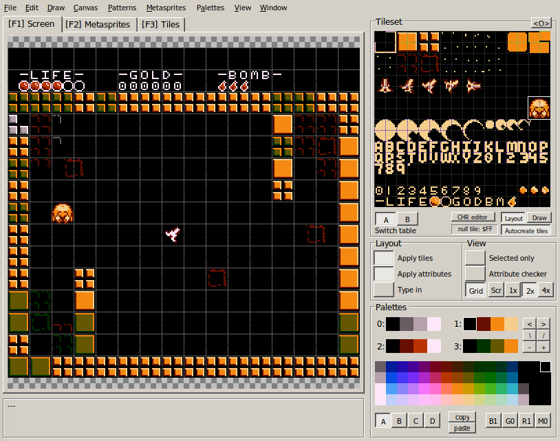 NEXXT graphics editor showing a game in progress