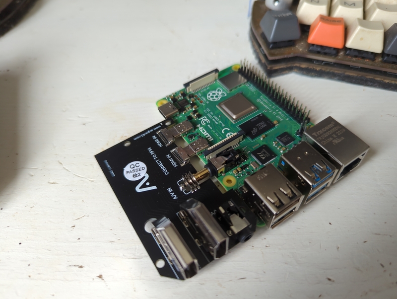 Raspberry Pi 4 board plugged into hdmi daughterboard