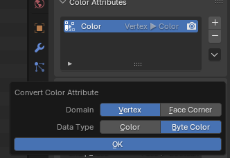 Blender 'convert color attribute' popup