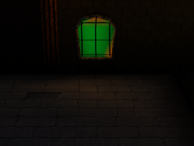 The window is displayed using vertex lighting that has gone out of range, making it green